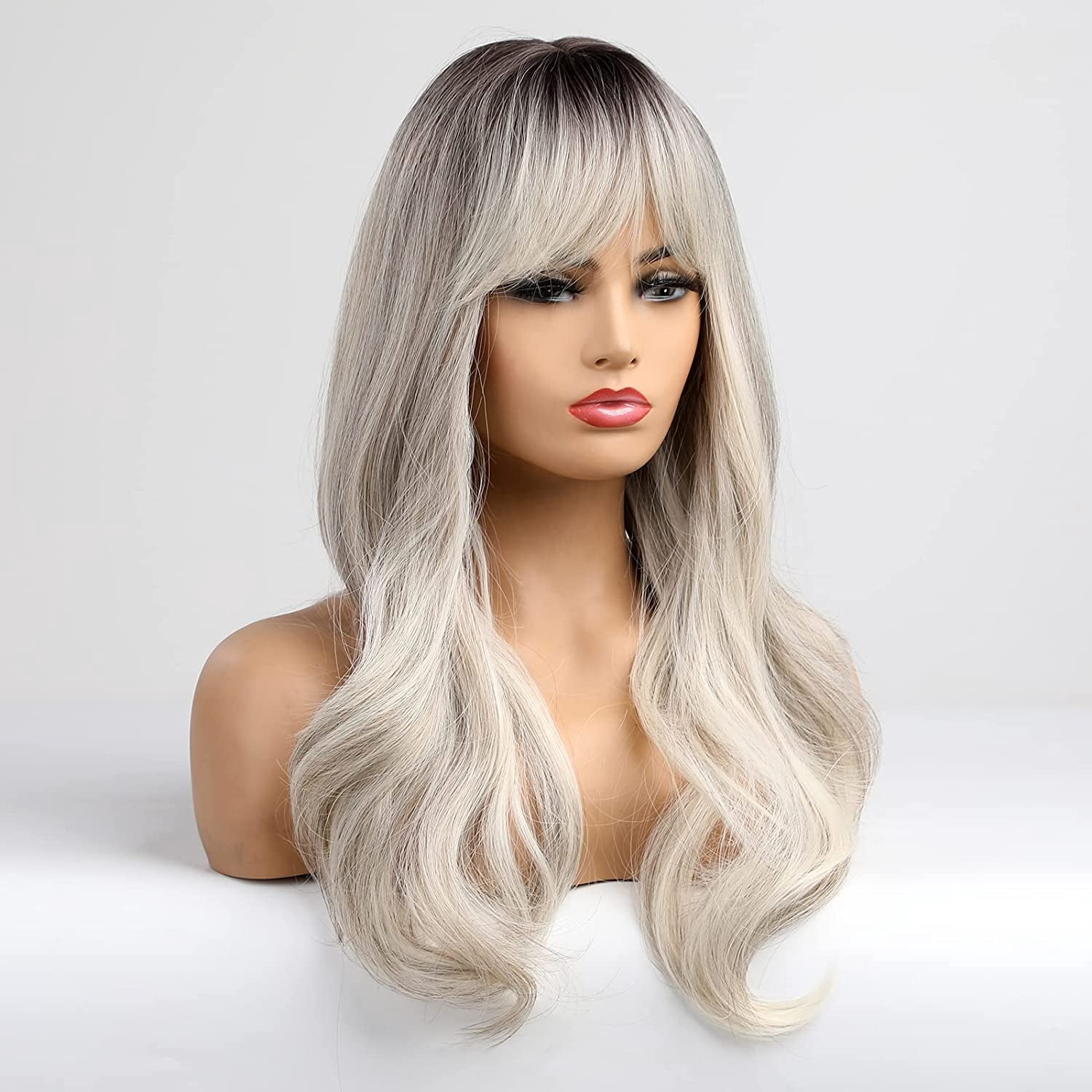 Long Wave Wigs for Women Girls Natural Wave Middle Part Hair Heat Resistant Fibre Synthetic Wigs Women's Wig Daily Use Natural looking A16