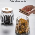 thumbnail image 6 of Glass Coffee Nuts Canister Airtight Storage Jar, Yoaney High Borosilicate Glass Airtight Storage Jar Striped Design with Metal Pull Ring Lid Suitable for Grains Nuts and Coffee, 6 of 9