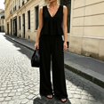 thumbnail image 2 of GILIGEGE Women's 2 Piece Outfit,Vintage Distressed Tie-Dye V-Neck Camisole And Pants Set,Ruffle Peplum Vest Wide Leg Pant Suits,Summer Matching Loungewear,Dressy Casual Vacation Outfits Black 2XL, 2 of 7