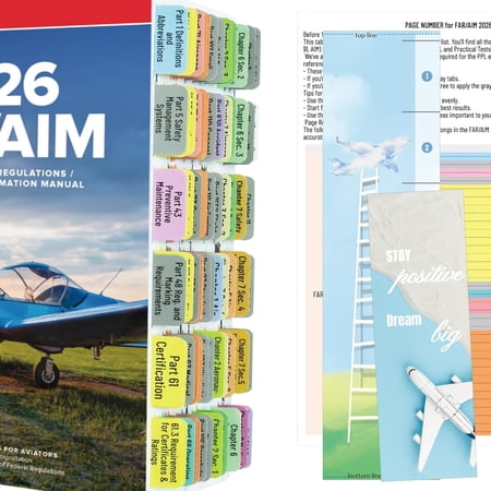 FAR/AIM 2026 Index Tabs, Color-Coded and Laminated Tabs for Private Pilot, 86 Pre-Printed and 14 Blank Tabs with Alignment Guide, Bookmark and Dot Stickers. (Book Not Included)