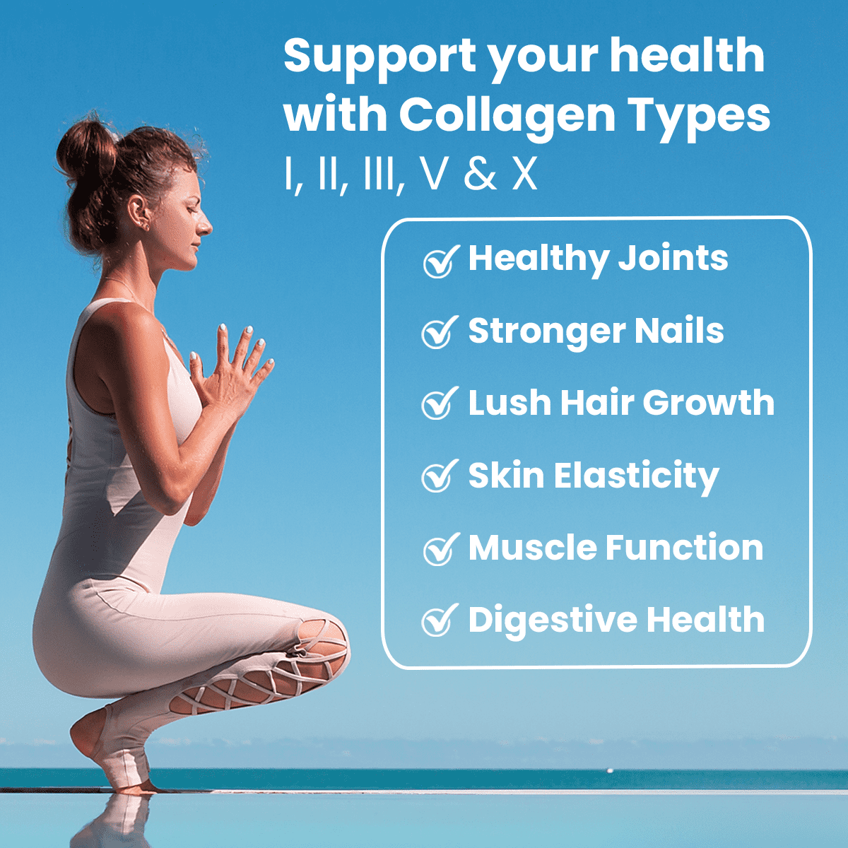 Sanar Naturals Collagen Multi Complex, Type I, II, III, V, X, for Hair, Skin, Nails, Joint & Bone Support, 120 Capsules