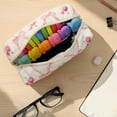 thumbnail image 5 of allydrew Floral Quilted Makeup Bag for Cosmetics, Toiletries, Travel, Pink Bow, 5 of 5