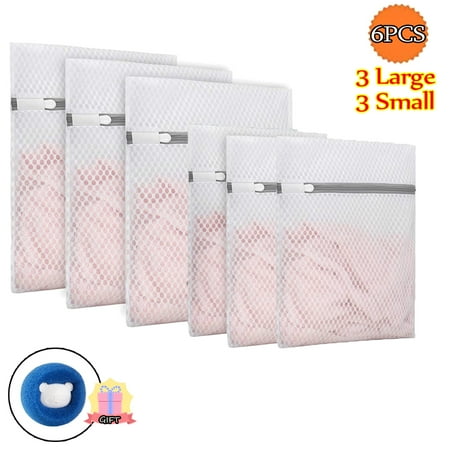 

Laundry Bag with Zips Mesh Laundry Bags for Washing Machine Large Mesh Reuse Washing Bag for Laundry for Delicates Blouse Hosiery Underweae Bra Lingerie Baby Clothes(3 Large 3 Small)
