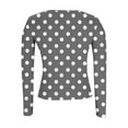 thumbnail image 4 of VEKDONE Womens Long Sleeve Tops Polka Dot Print Crewneck Blouse Casual Stretch Slim Fit Tunic Tops Ribbed Knit Soft Comfy Pullover Top, 4 of 5