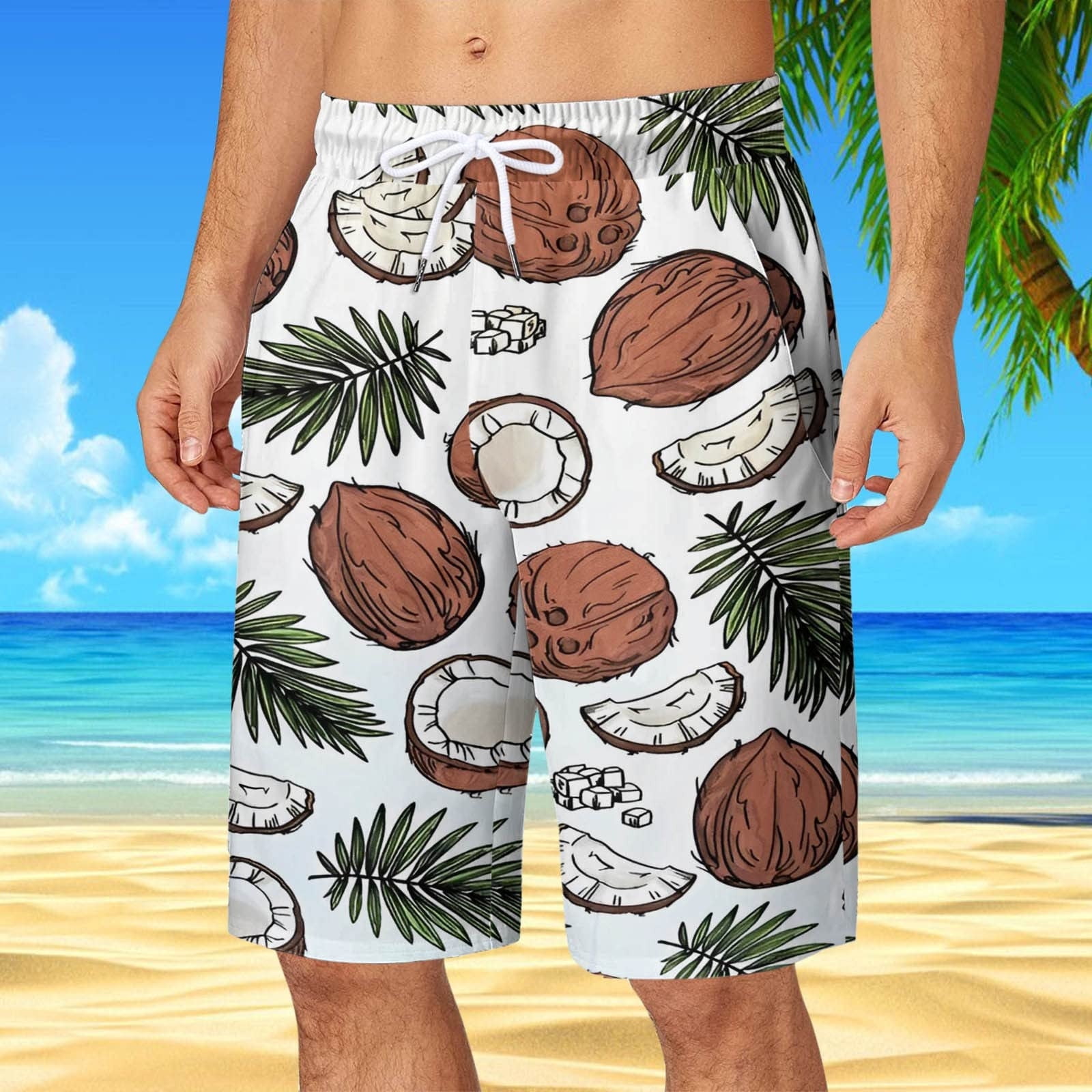 JNGSA Mens Swim Trunks Board Shorts Long Quick Dry Swim Shorts Hawaiian  Beach Shorts with Pocket Elastic Waist Print Shorts Blue 8 Clearance