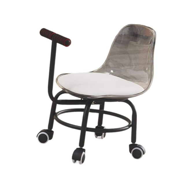 DOLITY Low Height Rolling Stool with Mute Wheels Children's Stool with Back Support Gray