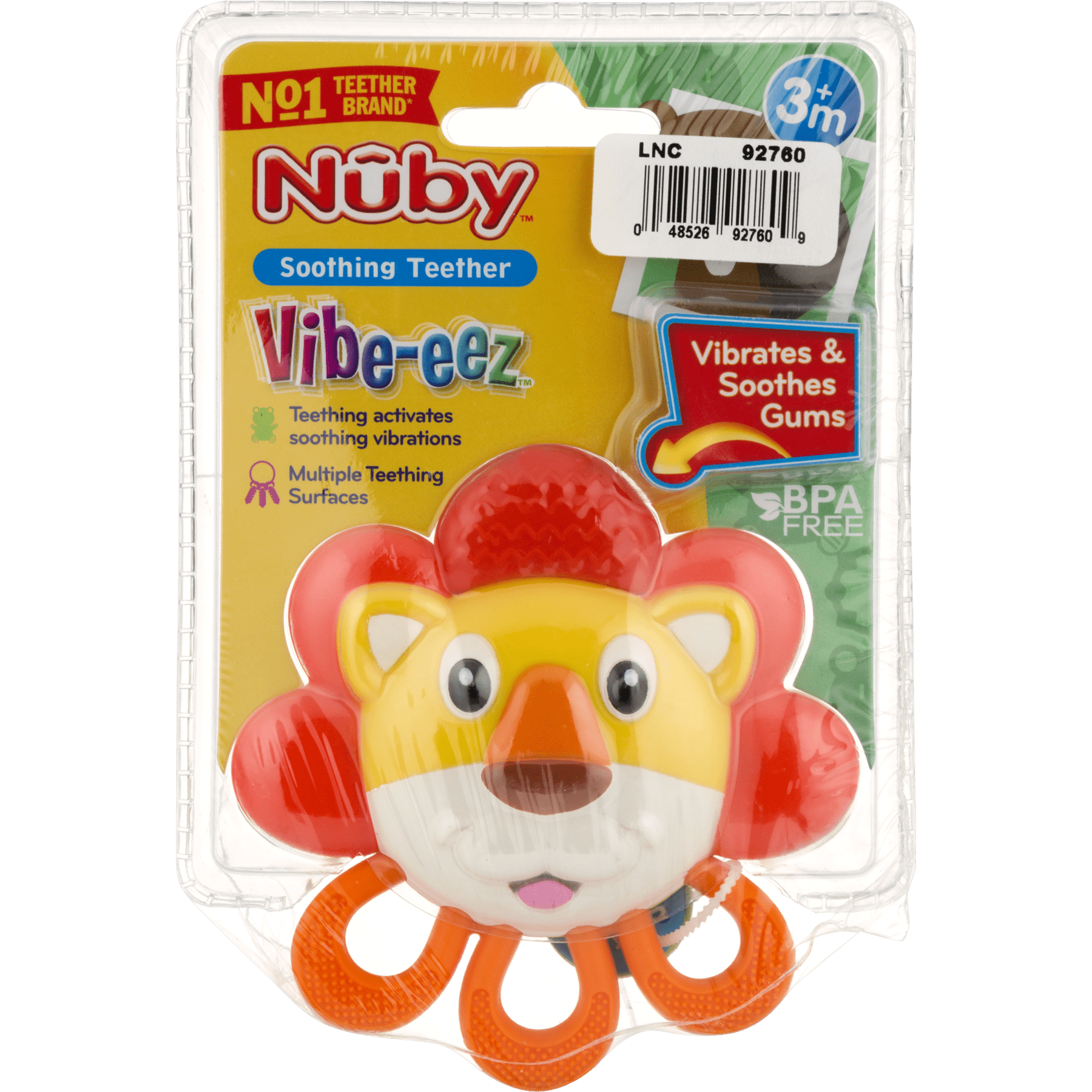 Nuby Vibe-eez Soothing Teether, Lion 