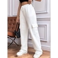 thumbnail image 6 of Womens Cargo Sweatpants Baggy Fleece High Waisted Joggers Sweat Pants Athletic Pants White M, 6 of 8