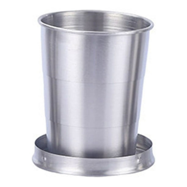 Vaso de viaje plegable de acero inoxidable | Vaso telescópico para camping, senderismo y mochilerismo | Vaso de emergencia de bolsillo a prueba de fugas | 3 tamaños (75 ml, 150 ml, 250 ml)