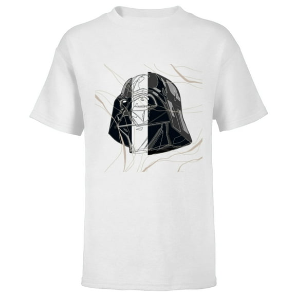 Star Wars Darth Vader Helmet in Windswept Lines - Short Sleeve T-Shirt for Kids - Customized-White