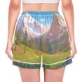 thumbnail image 3 of Women's Satin Pajama Shorts Breathtaking Mountain with Pockets, Elastic Waist Sleep Lounge Shorts, 3 of 7