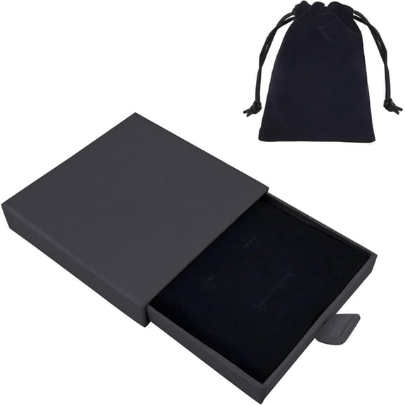 Small Jewelry Gift Box and Velvet Bag, Necklace Bracelet Earring Cardboard Organizer Square Jewellery Gift Box Pendent Storage Case for Birthday Xmas Christmas Wrapping (Pink)