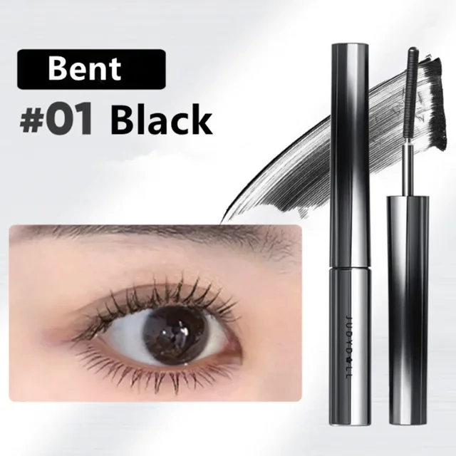 judydoll-rímel de fibra de seda resistente al agua, 01 Black-A; tubo plateado con aplicador curvo y trazo de máscara, inserto de ojo con pestañas largas, rizadas y separadas, apto para alargamiento, volumen y uso con pestañas postizas.