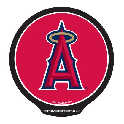 PowerDecal PWR4001 Decal MLB (R) Series Anaheim Angels Logo; Backlit LED; Round; Red/ Blue/ Gold/ White; Black Plastic; 4.5 Inch Diameter