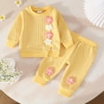 thumbnail image 2 of NIEWTR Toddler Baby Girl Fall Clothes Letter Truck Long Sleeve Pullover Sweatshirt Tops Joggers Pants Set Winter Outfits 6 9 12 18 24 Months 3T 4T(A-Yellow,12-18 Months), 2 of 8