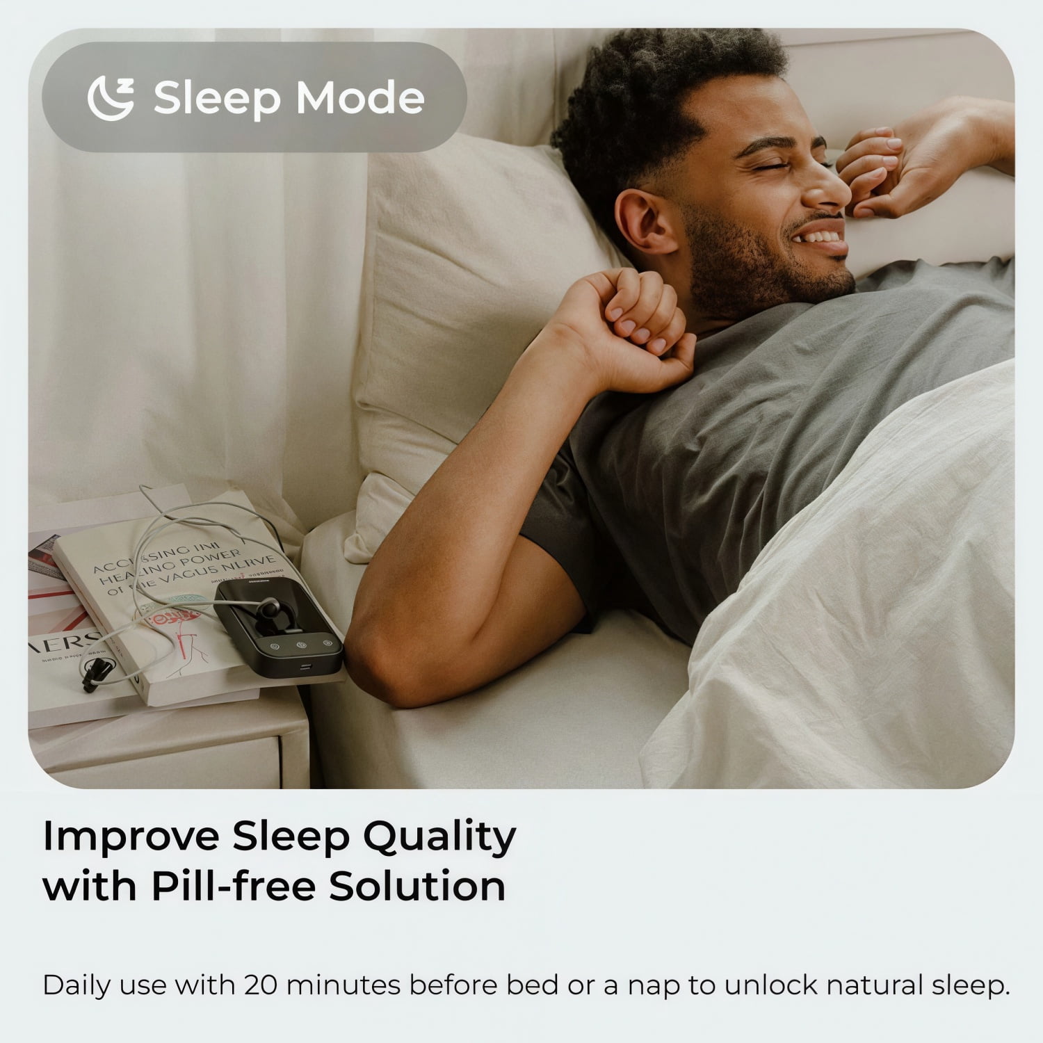 ZenoWell Vita Vagus Nerve Stimulator, Better Sleep, Stress Relief, Relax, 3 Modes, Black
