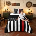 thumbnail image 3 of Manfei Vintage Red American Flag Twin Comforter Sets, Patriotic Bedding Set, Black White Red, Black Reversible 2pcs, 1 Comforter and 1 Pillowcase, 3 of 6