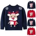 thumbnail image 3 of Odeerbi Toddler Boys Girls Christmas Sweater Cute Winter Thermal Knit Crewneck Sweater Kids Baby Fall Christmas Pullover Sweater Knitted Bottoming Shirt Toddler Clothes Navy, 3 of 4