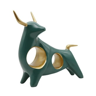 Yema Abstract Resin Bull Sculpture - 13.8" L, Colorful Art Decor For Home Office, Symbol Of Courage