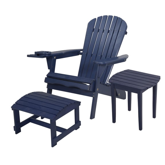 Foldable Adirondack Chair with cup holder Bristro Set with Ottoman