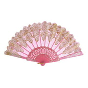 Spanish Style Dance Party Wedding Lace Silk Folding Hand Held Embroidery Fan royal blue