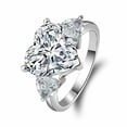 thumbnail image 5 of HeartsAndYou 3ct Heart Cut Moissanite Engagement Ring for Women Trillion Accent Trilogy 18k White Gold over Silver, 5 of 9