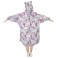 thumbnail image 2 of FORMRS Wearable Blanket Hoodie with Sleeves for Kids Cozy Flannel Sweatshirt, Watercolor Marble Pattern, 2 of 7