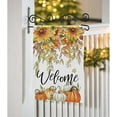 thumbnail image 5 of Welcome Fall Pumpkin Sunflower Decorative Garden Flag, Autumn Eucalyptus Leaves Flower Farmhouse Seasonal Yard Outside Decorations, Thanksgiving Outdoor Small Home Decor Double Sided 12x18, 5 of 6