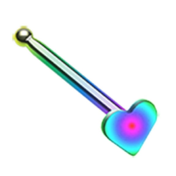 Nose Ring 20g 	Colorline Steel Heart Icon Nose Stud  20g
