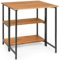 thumbnail image 1 of Costway Table à Manger Pliante en Bois d'Acacia avec Étagères de Rangement pour Patio Jardin Terrasse, 1 of 10