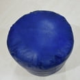 thumbnail image 4 of Round Shaped Goat Leather Handmade Eco-Friendly Blue Pouf - Round Shape Pouf, 18" x 18" x 18", Plain Solid Pouf, Goat Leather Pouf, Recycled Cotton Fill Stuffed Pouf, Leather Seating Pouf, 4 of 5
