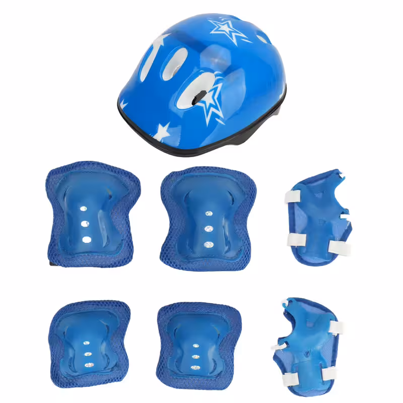 thumbnail image 1 of Juego de casco de bicicleta para niños, equipo de protección deportiva, rodilleras ajustables, coderas, almohadillas para muñeca, equipo de protección de ciclismo para niños, adecuado para 5 a 14 años, 1 of 8