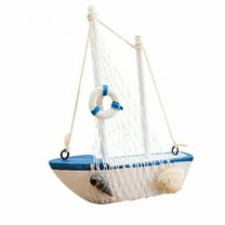 LAMIRO Mini Sailboat Model Decoration Wooden Miniature Sailing Boat Home Decor, Beach Themed Home Decoration for Table Top Living Room Bedroom,Ocean Party Decorations