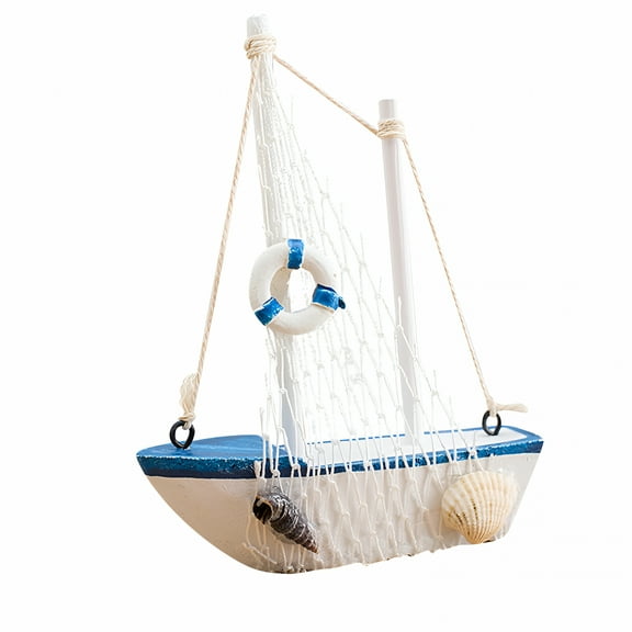 LAMIRO Mini Sailboat Model Decoration Wooden Miniature Sailing Boat Home Decor, Beach Themed Home Decoration for Table Top Living Room Bedroom,Ocean Party Decorations