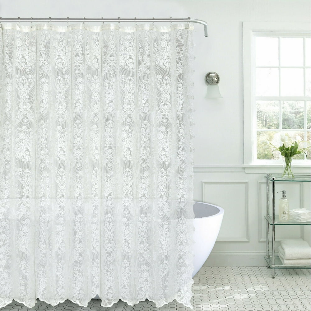 Kate Aurora Country Farmhouse Shabby Chic Floral Lace Shower Curtain