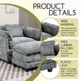 thumbnail image 6 of KYLE & KAY Deep Seat Sofa Couch, Comfy Cloud Couch with Thick Armrests and Ottoman, Single Sofa Bed for Living Room, Bedroom, Office, Dark Grey, 6 of 7