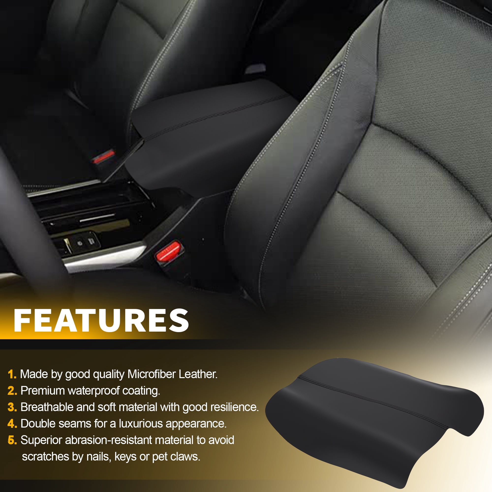Unique Bargains Center Console Armrest Cover for Honda Accord 2013-2017 Leather Lid