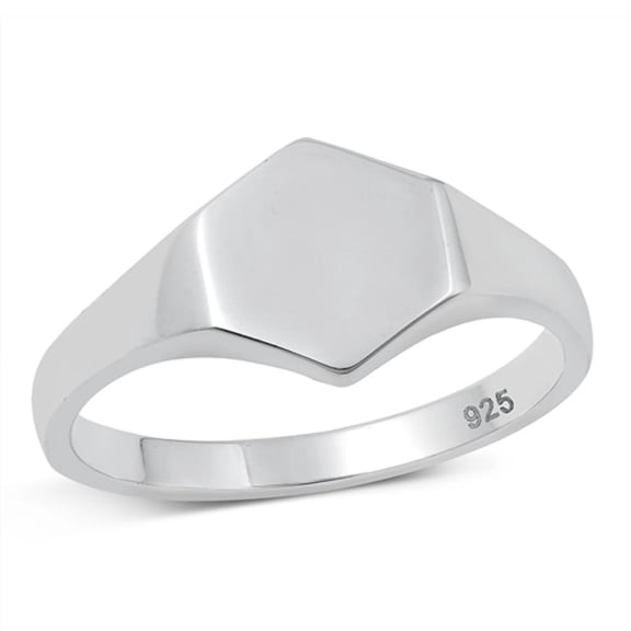 Unique Geometric Ring .925 Hexagon Sterling Silver Band Jewelry Female Male Unisex Size 8