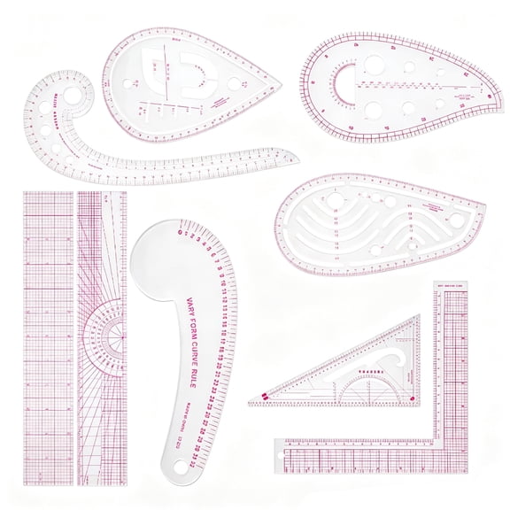 9 Pcs Clear Metric Sewing Ruler Set, French Curve Pattern Ruler Kit, Precision Measuring Tools for Tailor Dress Making Quilting DIY Craft Drawing