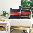 thumbnail image 2 of Ox Bay 20" x 20" Red/ Navy Stripe Cotton Blend Pillow Cover, 2 of 12