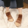 thumbnail image 6 of BambooMN 4 Pairs Women's Chenille Fuzzy Color Block Ankle Home Socks, Black Out, Sizes 10-13, 6 of 8
