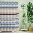 thumbnail image 2 of Shower Curtain, Blue Beige Stripes Lines Waterproof Shower Curtain Set with Hooks for Bathroom Showers,Stalls and Bathtubs,36x72In Abstract Geometric Pattern, 2 of 9