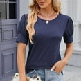 thumbnail image 2 of BLVB Women's Summer Dressy Tops Casual Crewneck Button Short Sleeve Shirts Casual Loose Tunic Blouses, 2 of 3