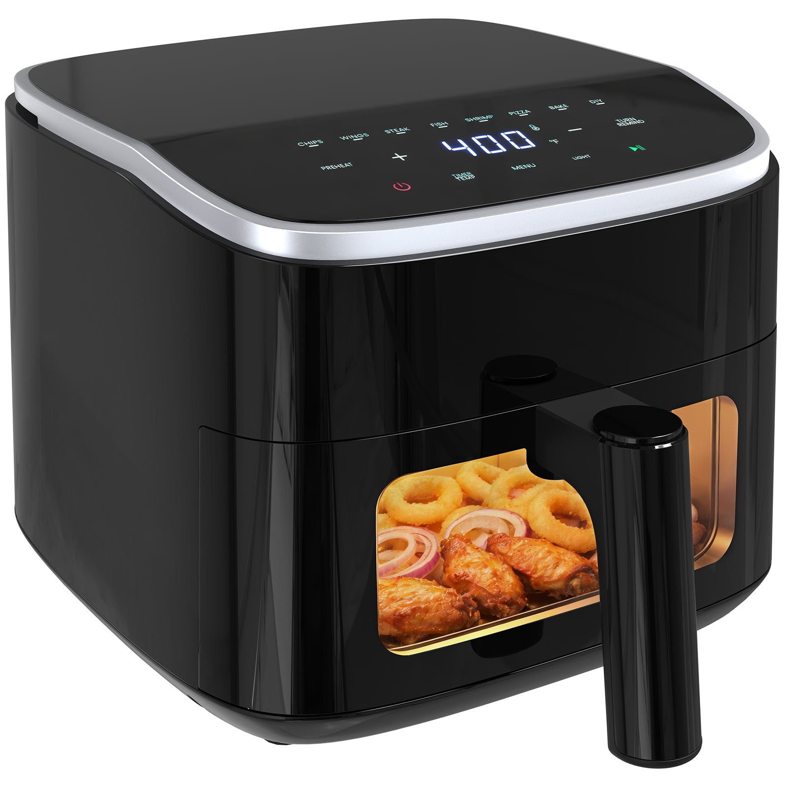 JIOABL 4 Qt Compact Air Fryer, 4-in-1 Air Fry Bake Roast Reheat, Dishwasher-Safe, Black