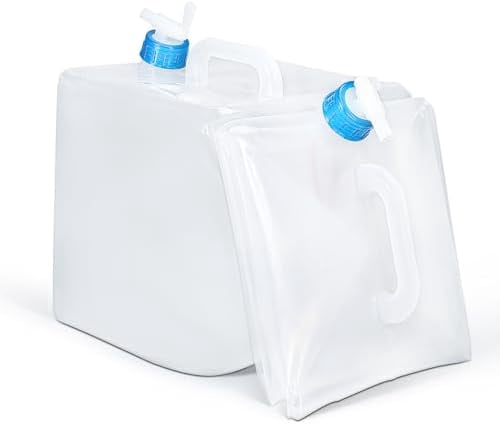 2 Pack Collapsible Water Container with Spigot, Foldable Cube Water Jugs Portable Water Storage for Outdoors Camping Hiking Disaster Preparedness & Survival Gear 1.4/2.6/4/5.3 Gallon