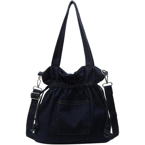 HLSOHJP Denim Bucket Bag Hobo Bags Women Underarm Shoulder Bag CrossBody Purse Cute Satchels College Travel Work Tote Handbag