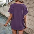 thumbnail image 4 of B91xZ Mignon Womens Tops Manches Courtes T-Shirt à Col en V, Violet XL, 4 of 5
