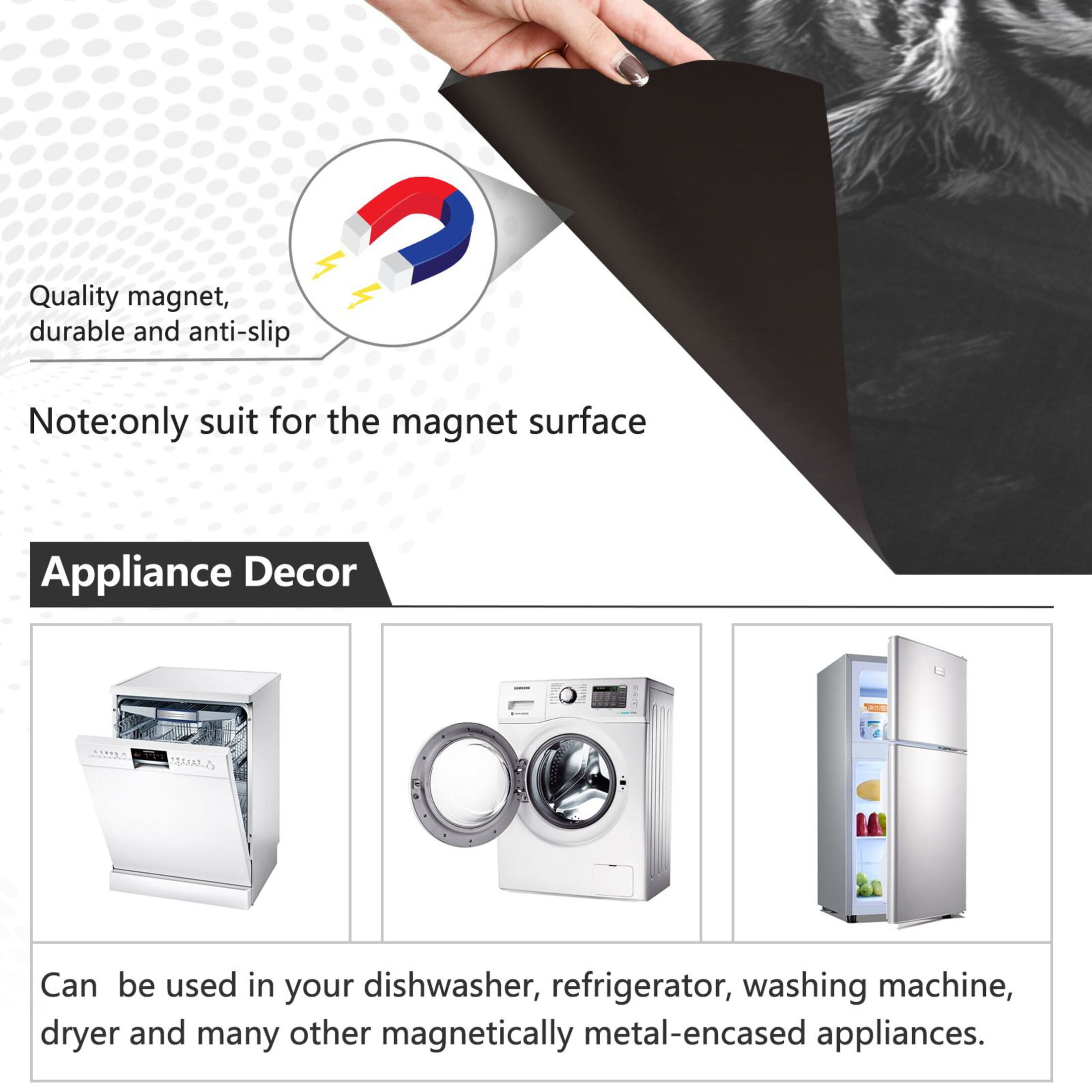 Dishwasher Magnetic Sticker 23x26 Inch Refrigerator Magnetic Sticker Washing Machine Magnetic Sticker Kitchen Panel Magnetic Sticker Home Decor Big Black Tiger