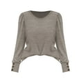 thumbnail image 4 of Yigetop Tops Long Sleeve, Long Sleeve Shirts for Women Buttons Cuff Tops Casual Fall Lightweight Sweaters Fashion 2025 Womens Long Sleeve Tops Brown L, 4 of 4