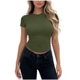 thumbnail image 2 of Asgosdo Womens T-Shirts Summer Short Sleeve Solid Color Slim Fit Tops Casual Basic Going Out Clothes, 2 of 5